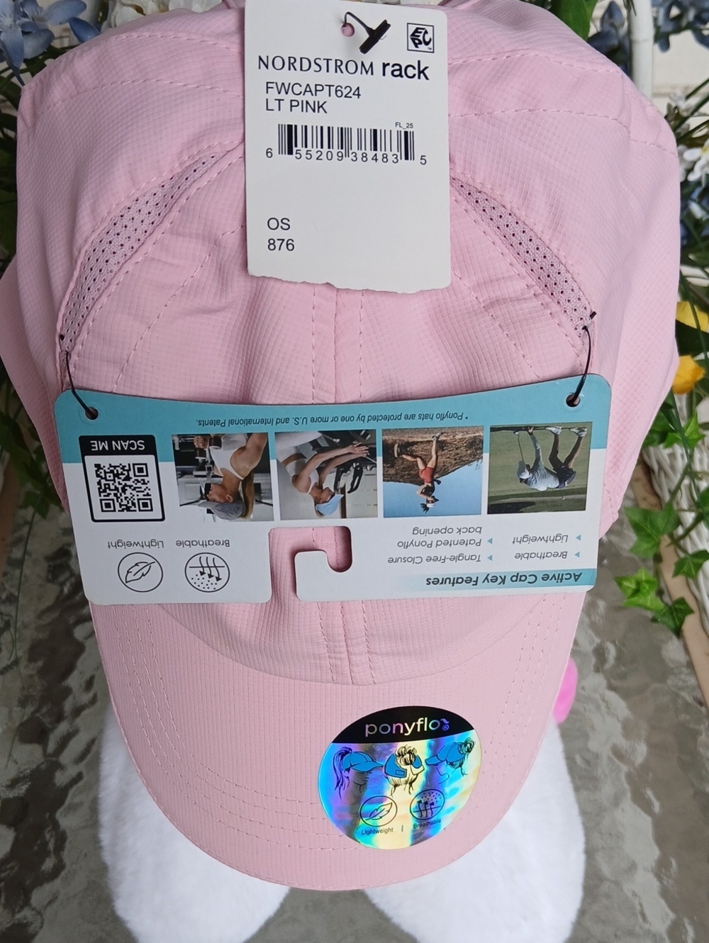 Ponyflo Light Pink Women's Ponytail Baseball Cap